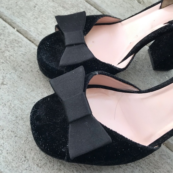 Kate Spade NY Briana Sparkle Velvet Block Slingback Platform Heels Size 6.5 - Picture 6 of 16